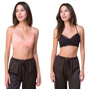 Bebe 2-Pack Strappy Back Bralettes Black Pink XS